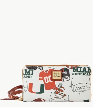 Multicolor Dooney And Bourke NCAA Miami Large Zip Around Women's Wristlets | 81ZGFTNMV