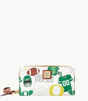 Multicolor Dooney And Bourke NCAA Oregon Large Zip Around Women's Wristlets | 09RXOPEBL