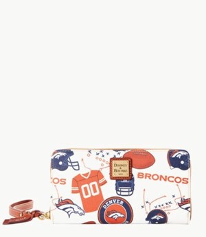 Multicolor Dooney And Bourke NFL Broncos Large Zip Around Women's Wristlets | 07VMHWGDR