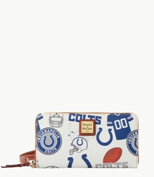 Multicolor Dooney And Bourke NFL Colts Large Zip Around Women's Wristlets | 04JWTFISE