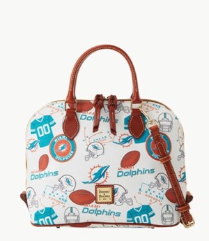 Multicolor Dooney And Bourke NFL Dolphins Zip Zip Women's Satchel Bags | 04BSIPRHY