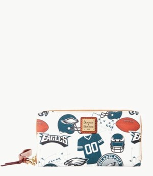 Multicolor Dooney And Bourke NFL Eagles Large Zip Around Women's Wristlets | 25PYGLAXN