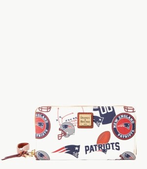 Multicolor Dooney And Bourke NFL Patriots Large Zip Around Women's Wristlets | 40YKFJLHO