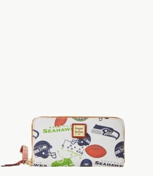 Multicolor Dooney And Bourke NFL Seahawks Large Zip Around Women's Wristlets | 14CFVXRJH