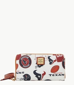 Multicolor Dooney And Bourke NFL Texans Large Zip Around Women's Wristlets | 26ACZHSGJ