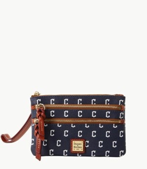 Navy Dooney And Bourke Cleveland Guardians Guardians Triple Zip Women's Wristlets | 06QYMADKE