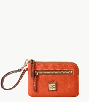 Orange Dooney And Bourke Pebble Grain Zip Around Women's Wristlets | 42RZCMYOW