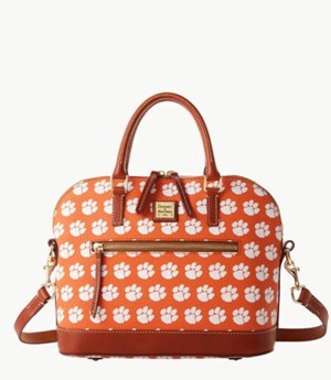 Pink Dooney And Bourke NCAA Clemson Domed Zip Women's Satchel Bags | 76RDQLKEY