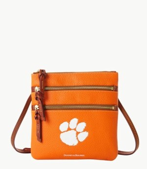 Pink Dooney And Bourke NCAA Clemson Triple Zip Women's Crossbody Bags | 51YGOZJFB