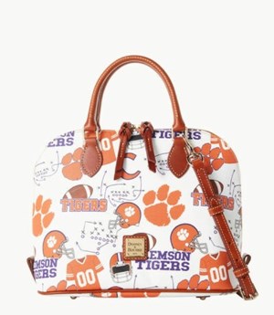 Pink Dooney And Bourke NCAA Clemson Zip Zip Women's Satchel Bags | 28DSRAOWP