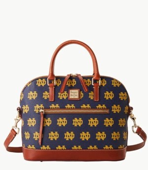 Purple Dooney And Bourke NCAA Notre Dame Domed Zip Women's Satchel Bags | 01UXYHTSK