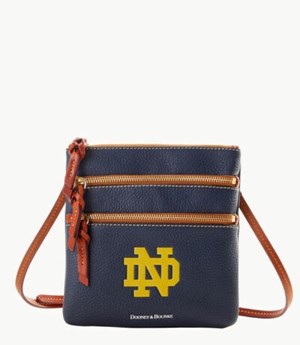 Purple Dooney And Bourke NCAA Notre Dame Triple Zip Women's Crossbody Bags | 54RFWVCUK