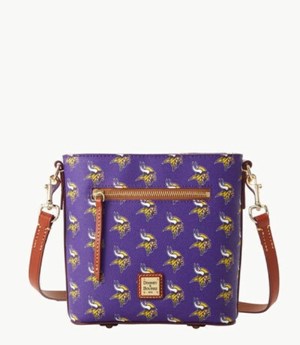 Purple Dooney And Bourke NFL Vikings Small Zip Women's Crossbody Bags | 73SQLWDIU