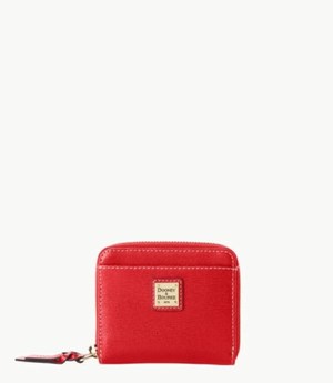 Red Dooney And Bourke Saffiano Small Zip Around Women's Wallets | 19CZUMTFP