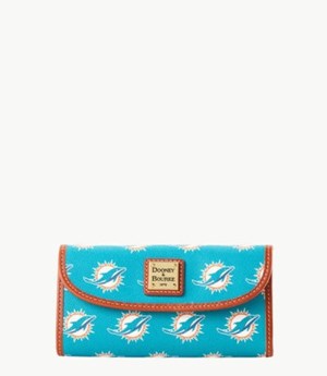 Turquoise Dooney And Bourke NFL Dolphins Continental Women's Clutch Bag | 64QRJCNID