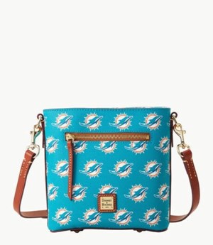 Turquoise Dooney And Bourke NFL Dolphins Small Zip Women's Crossbody Bags | 89LPBOJXD