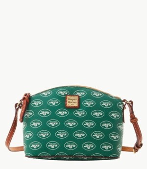 Turquoise Dooney And Bourke NFL Jets Suki Women's Crossbody Bags | 79WJFTNUE