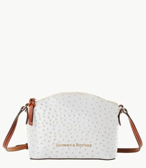 White Dooney And Bourke Ostrich Ruby Women's Crossbody Bags | 28ASUEJLV