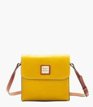 Yellow Dooney And Bourke Pebble Grain Letter Carrier Women's Crossbody Bags | 28DFKSOTH