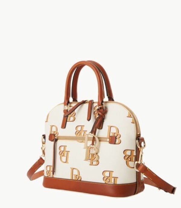 Beige Dooney And Bourke Monogram Domed Zip Women's Satchel Bags | 74CTZWGQD