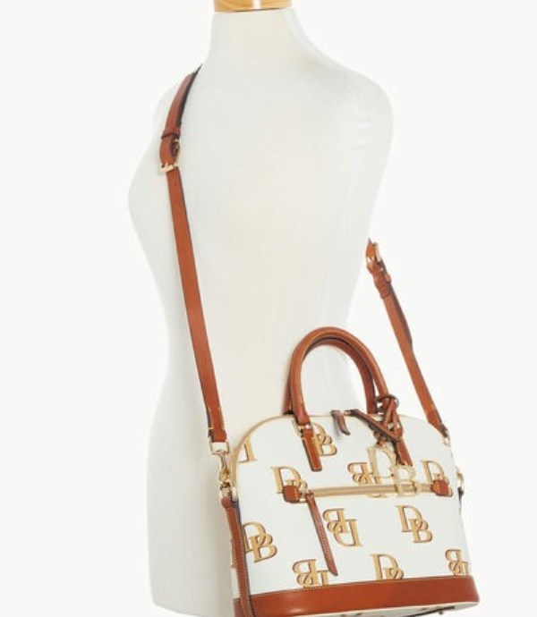 Beige Dooney And Bourke Monogram Domed Zip Women's Satchel Bags | 74CTZWGQD