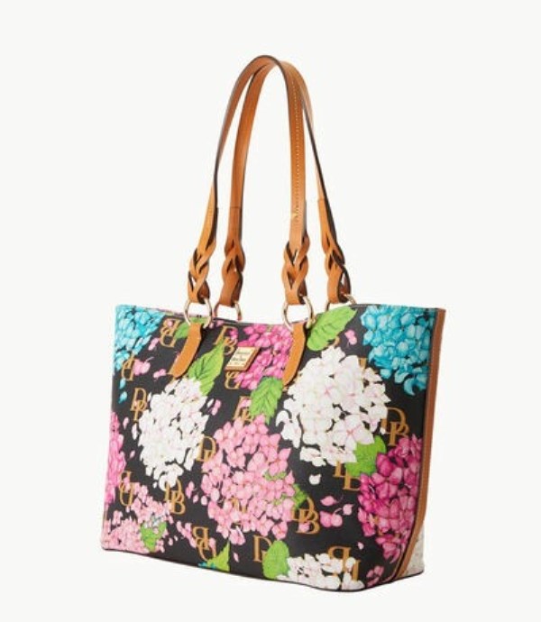 Black Dooney And Bourke Hydrangea Monogram Nelly Women's Tote Bags | 32NHBEMWL