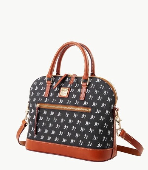 Black Dooney And Bourke MLB Athletics Domed Zip Women's Satchel Bags | 72IROLPYZ