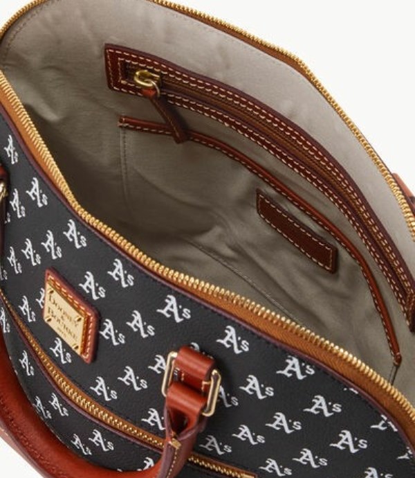 Black Dooney And Bourke MLB Athletics Domed Zip Women's Satchel Bags | 72IROLPYZ