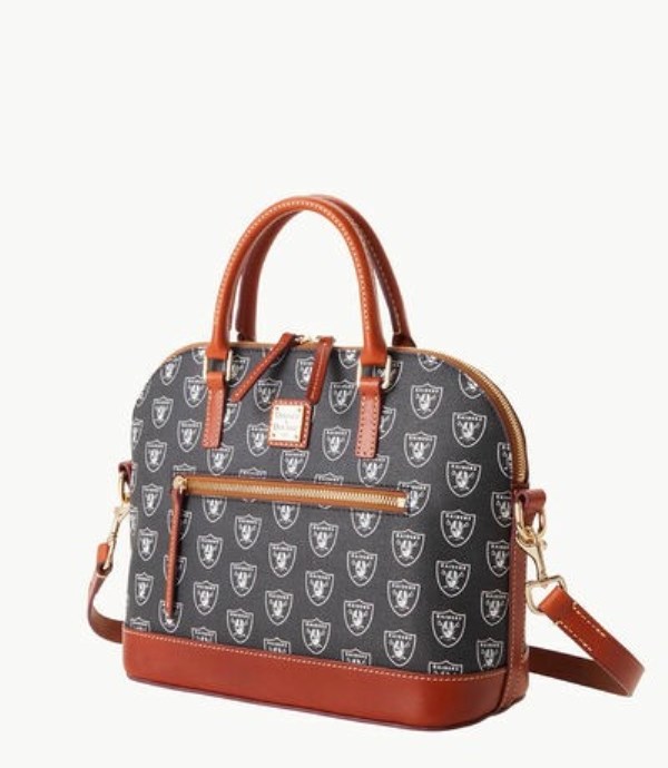 Black Dooney And Bourke NFL Raiders Domed Zip Women's Satchel Bags | 82NCSGBRT