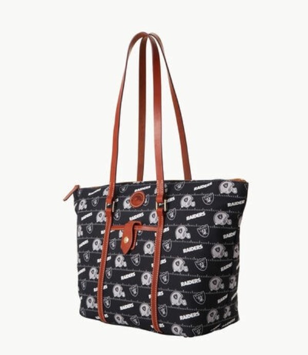 Black Dooney And Bourke NFL Raiders Large Zip Women's Tote Bags | 10NYTOVHR