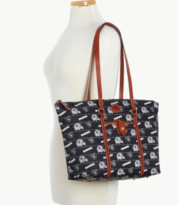 Black Dooney And Bourke NFL Raiders Large Zip Women's Tote Bags | 10NYTOVHR