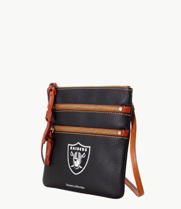 Black Dooney And Bourke NFL Raiders Triple Zip Women's Crossbody Bags | 63LMWPTHG