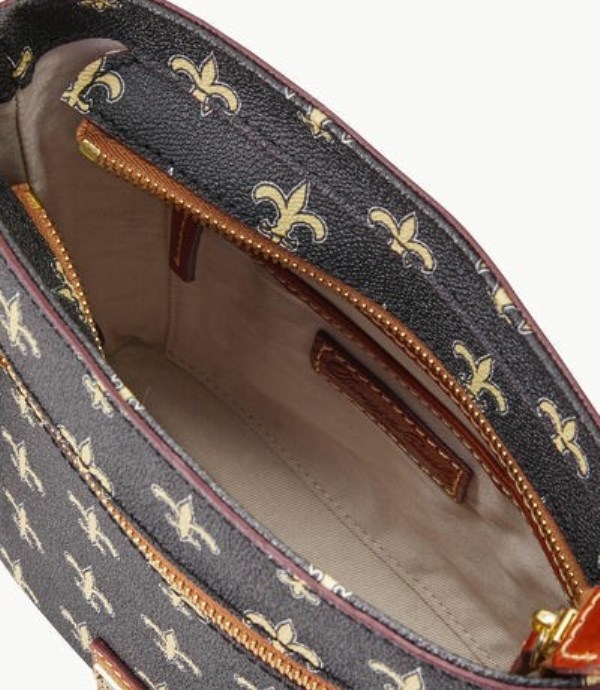 Black Dooney And Bourke NFL Saints Small Zip Women's Crossbody Bags | 93OVZFMRH