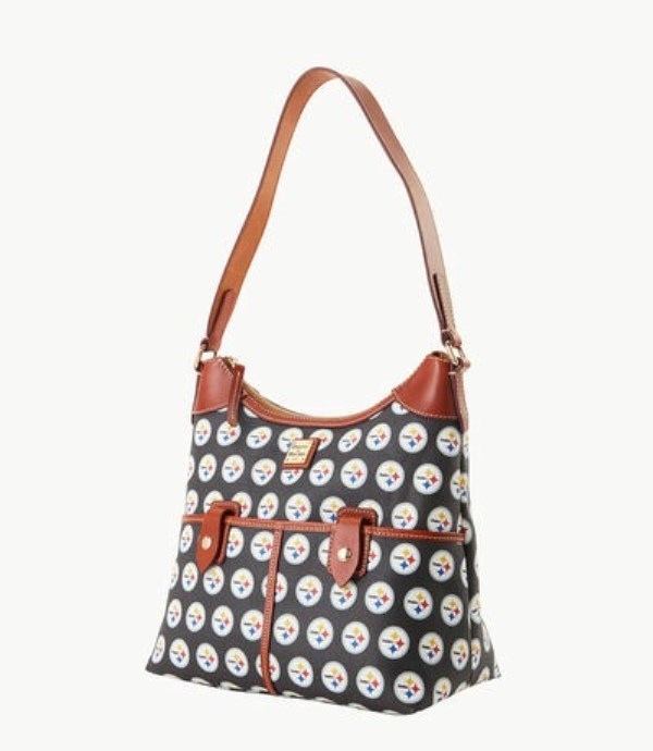 Black Dooney And Bourke NFL Steelers Zip Women's Hobo Bag | 24RAFJXTD