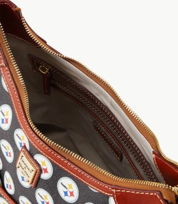 Black Dooney And Bourke NFL Steelers Zip Women's Hobo Bag | 24RAFJXTD