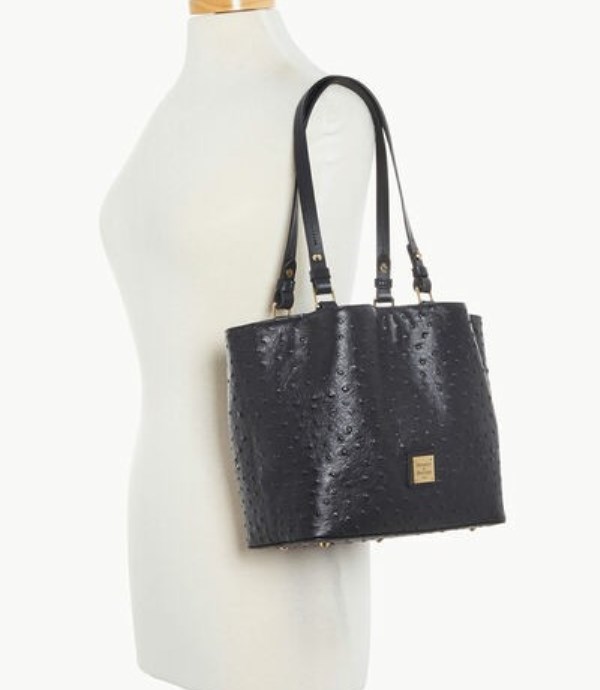 Black Dooney And Bourke Ostrich Small Flynn Women's Tote Bags | 53EANOTMQ