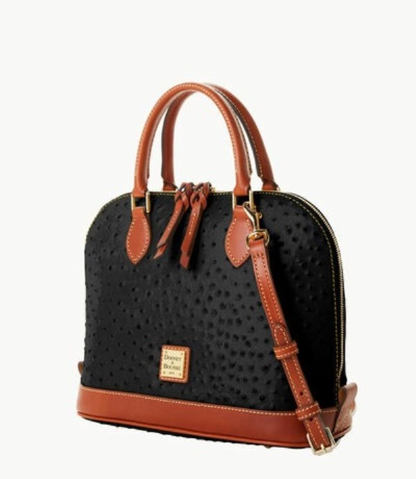 Black Dooney And Bourke Ostrich Zip Zip Women's Satchel Bags | 57IOCKHUD