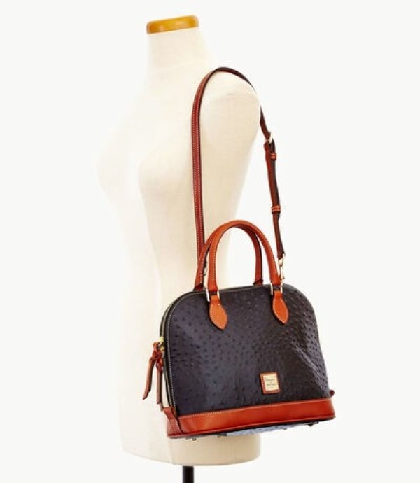 Black Dooney And Bourke Ostrich Zip Zip Women's Satchel Bags | 57IOCKHUD