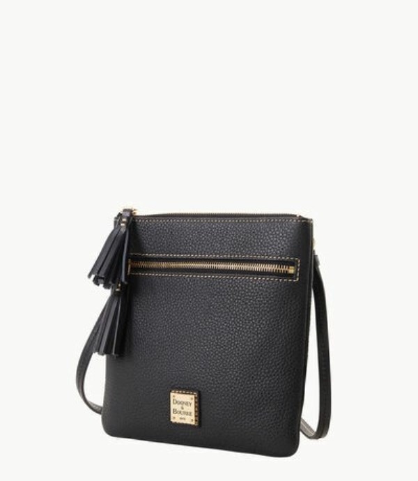 Black Dooney And Bourke Pebble Grain Double Zip Tassel Women's Crossbody Bags | 29QCDMVSN