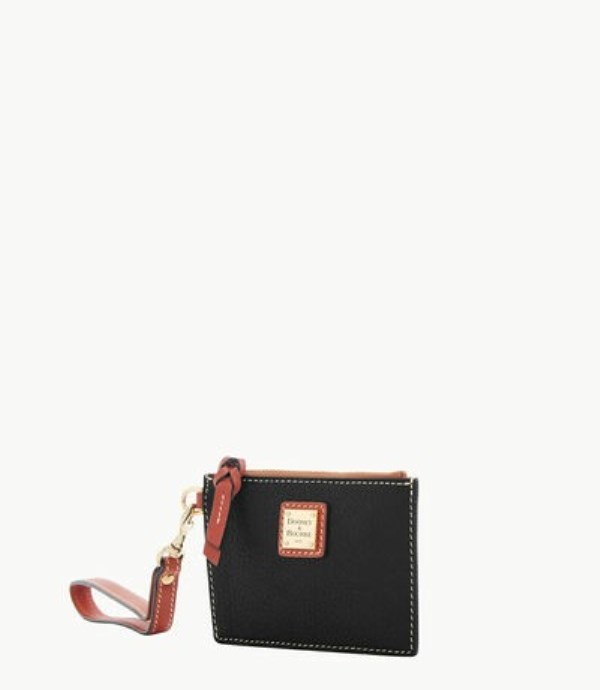 Black Dooney And Bourke Pebble Grain Top Zip Card Case Women's Wristlets | 84ZWEUTSO