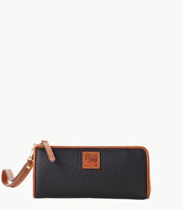 Black Dooney And Bourke Pebble Grain Zip Clutch Women\'s Wristlets | 25XAFQBHI