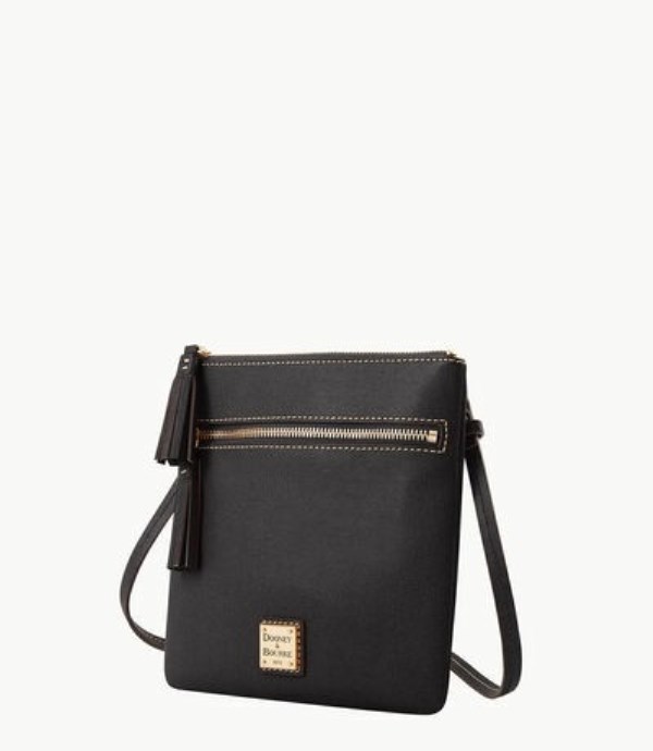 Black Dooney And Bourke Saffiano Double Zip Tassel Women's Crossbody Bags | 48OJUFPSE