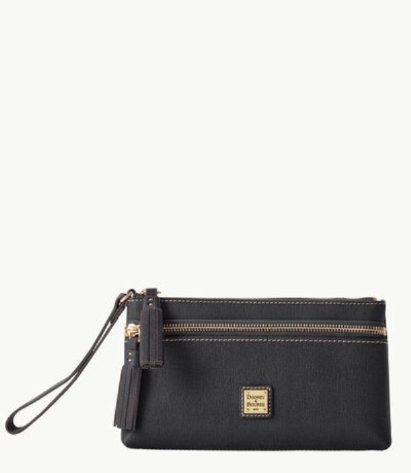 Black Dooney And Bourke Saffiano Double Zip Women\'s Wristlets | 98DMGZOFQ