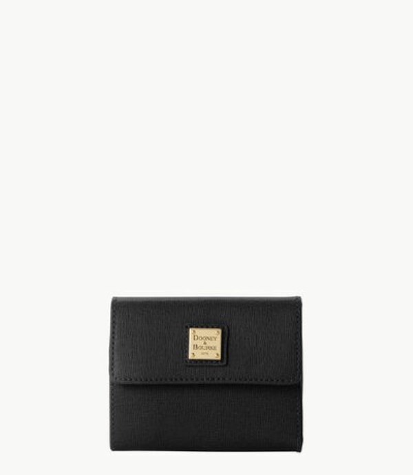 Black Dooney And Bourke Saffiano Small Flap Credit Women\'s Wallets | 94JRUSIVG