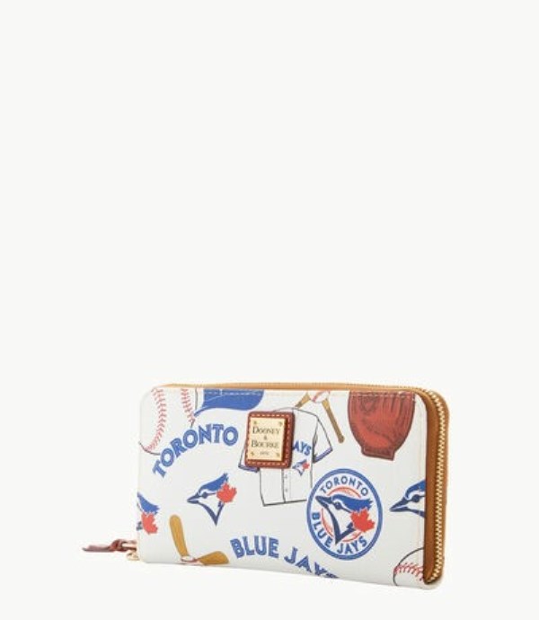 Blue Dooney And Bourke MLB Blue Jays Large Zip Around Women's Wristlets | 86EQZYNJP