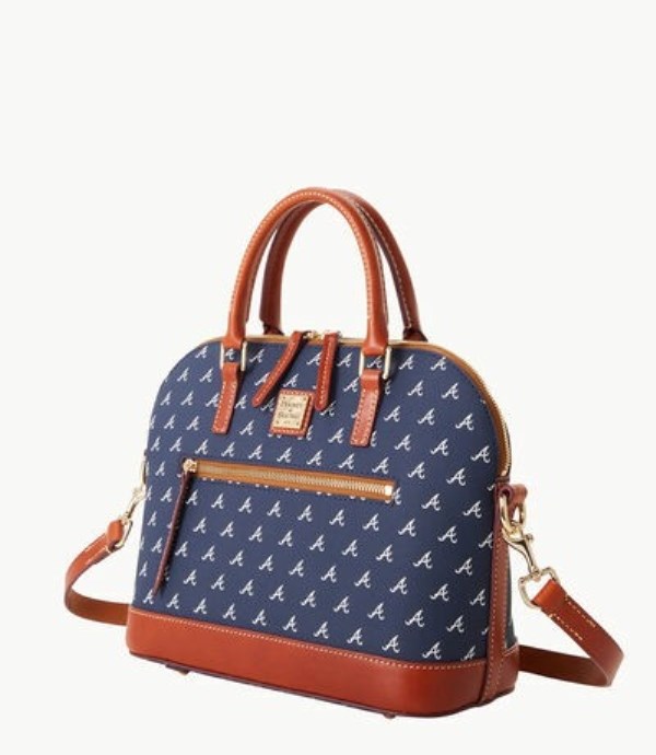 Blue Dooney And Bourke MLB Braves Domed Zip Women's Satchel Bags | 16YVKSIDZ