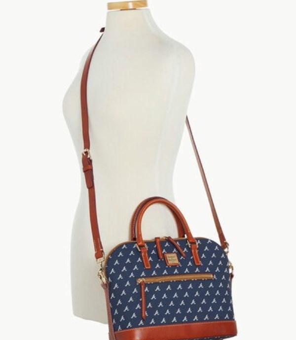 Blue Dooney And Bourke MLB Braves Domed Zip Women's Satchel Bags | 16YVKSIDZ