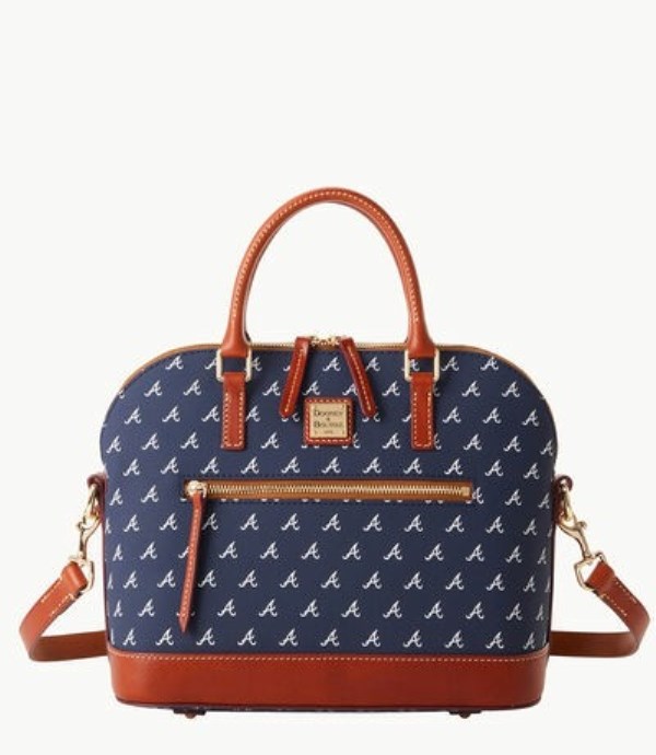 Blue Dooney And Bourke MLB Braves Domed Zip Women\'s Satchel Bags | 16YVKSIDZ