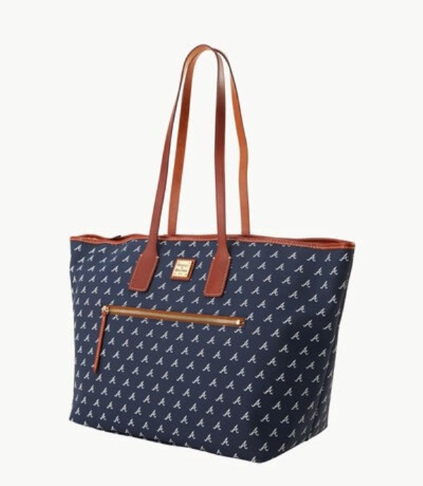 Blue Dooney And Bourke MLB Braves Large Women's Tote Bags | 81QKXUPAV