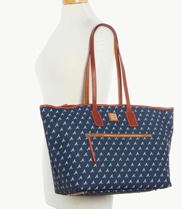 Blue Dooney And Bourke MLB Braves Large Women's Tote Bags | 81QKXUPAV